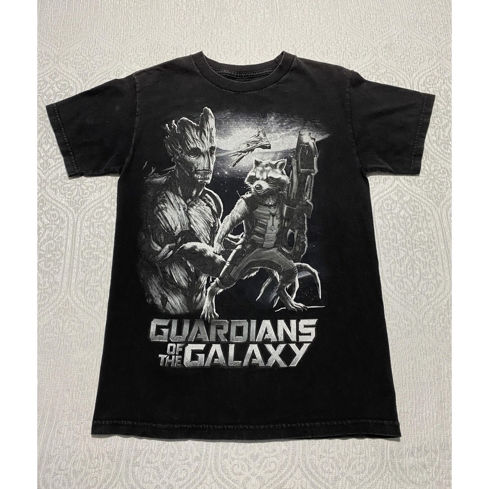 Marvel Guardians of the Galaxy T-Shirt Small Black Groot Rocket Raccoon Graphic